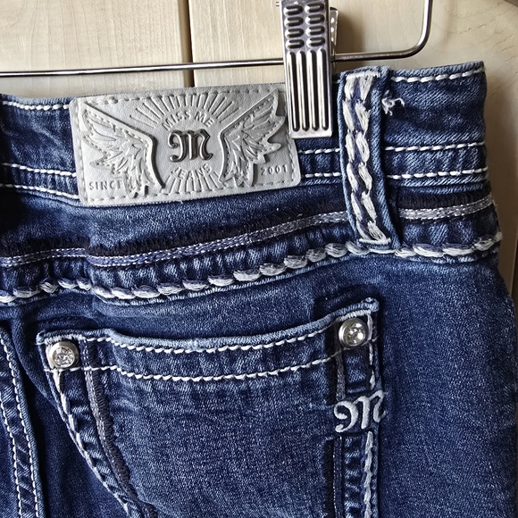 Miss Me Dark Blue Mid Rise Boot Denim Jeans 28X32 - Picture 10 of 11